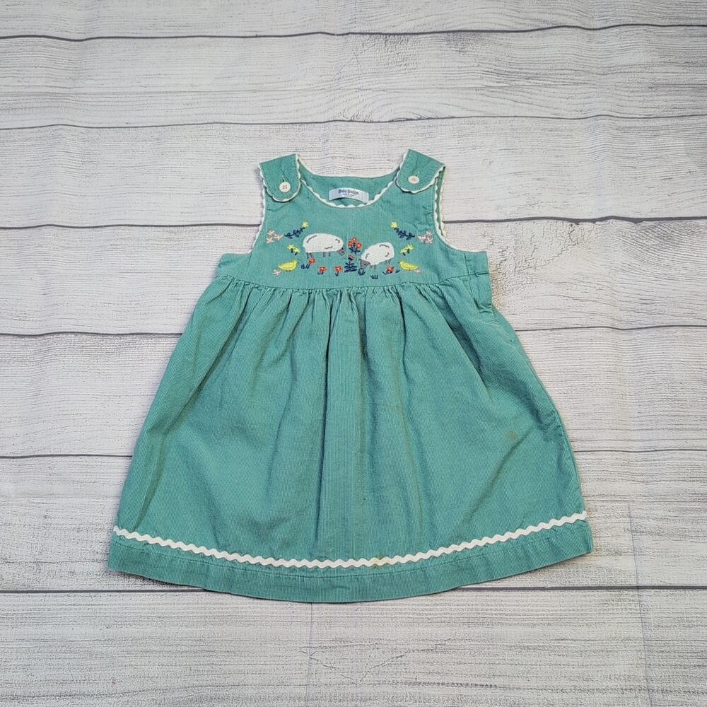6/12m Baby Boden Embroidered Sheep Corduroy Dress